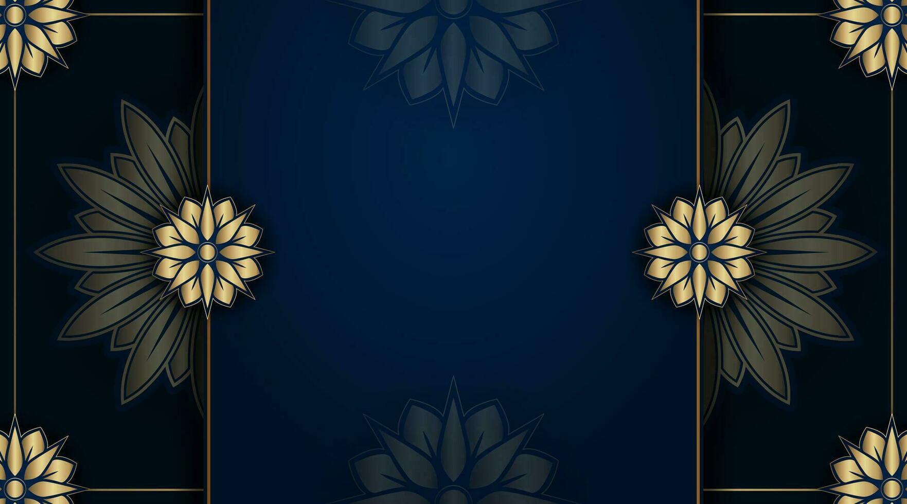 fundo azul com ornamento de mandala dourada vetor