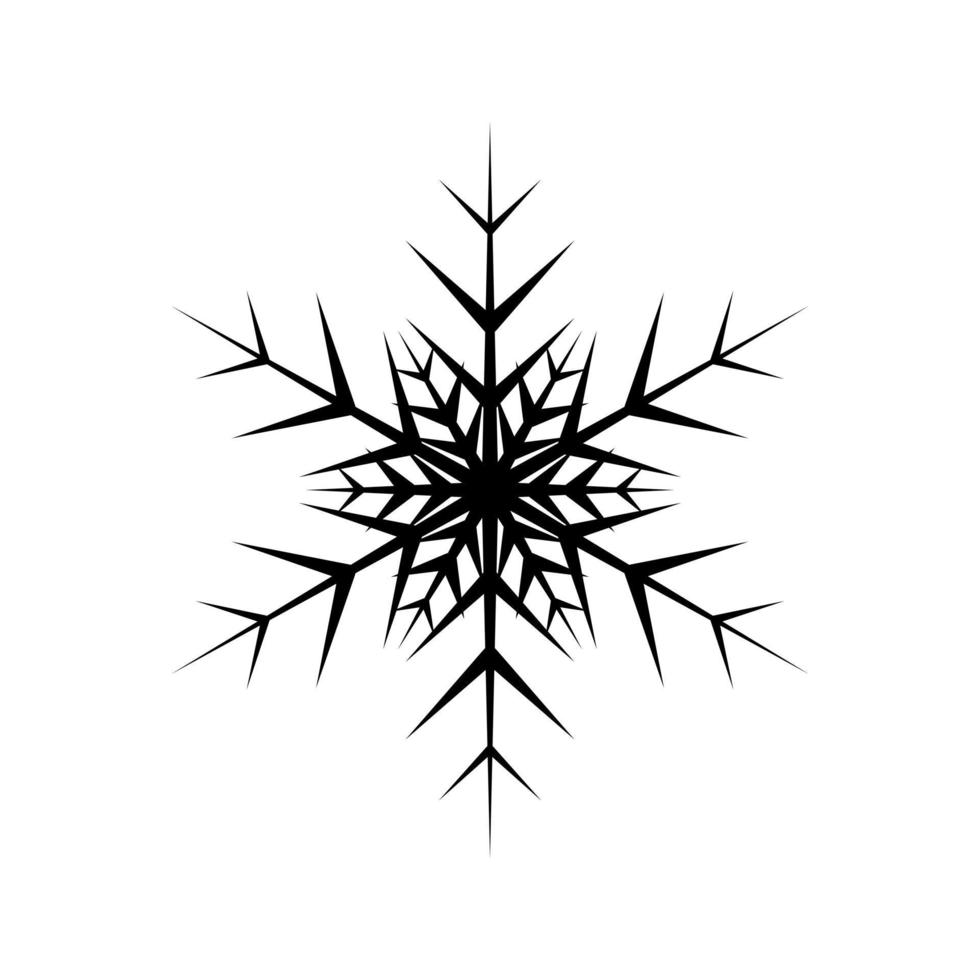 floco de neve simples de linhas pretas. decoração festiva de ano novo e natal vetor