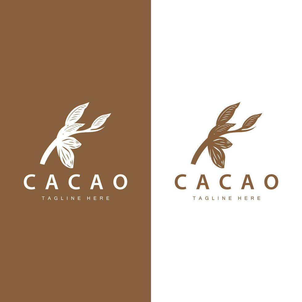 chocolate feijão logotipo, chocolate plantar Projeto com simples semente folha e haste conceito, para o negócio branding vetor