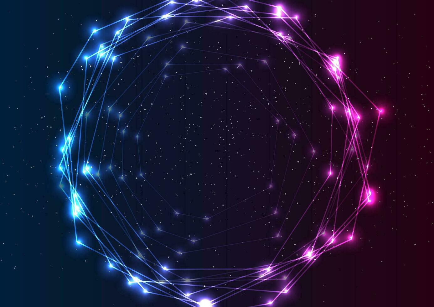 azul roxa néon circular conexão linhas tecnologia fundo vetor