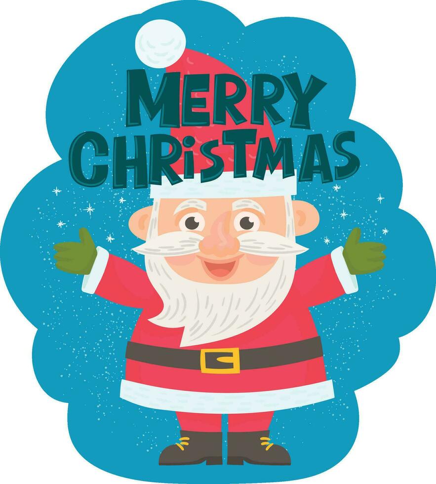 Natal cumprimento cartão com desenho animado santa claus vetor