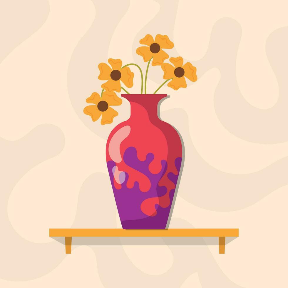 isolado colori artesão vaso com flores ícone vetor ilustração