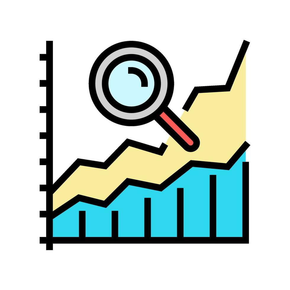gráfico procurar ampliação vidro cor ícone vetor ilustração