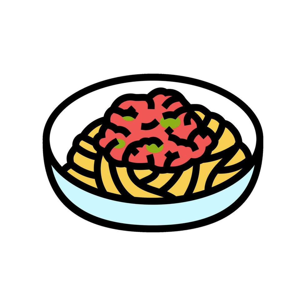 espaguete bolonhesa italiano cozinha cor ícone vetor ilustração