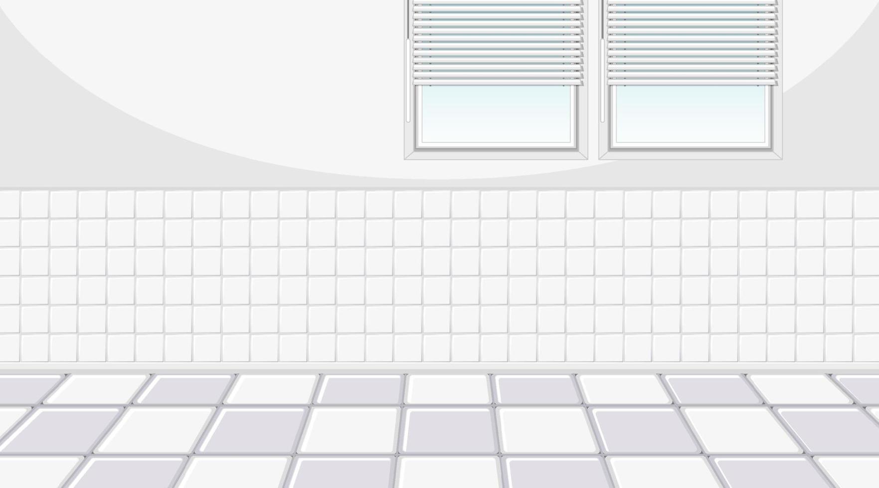 sala branca vazia com janelas e azulejos brancos vetor