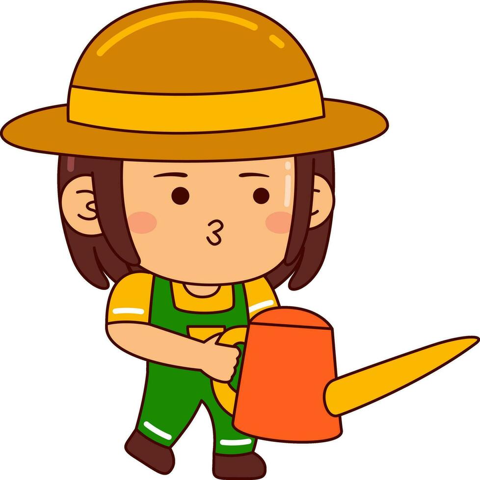 personagem de desenho animado de menina agricultora vetor