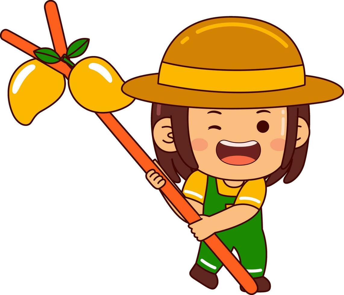 personagem de desenho animado de menina agricultora vetor