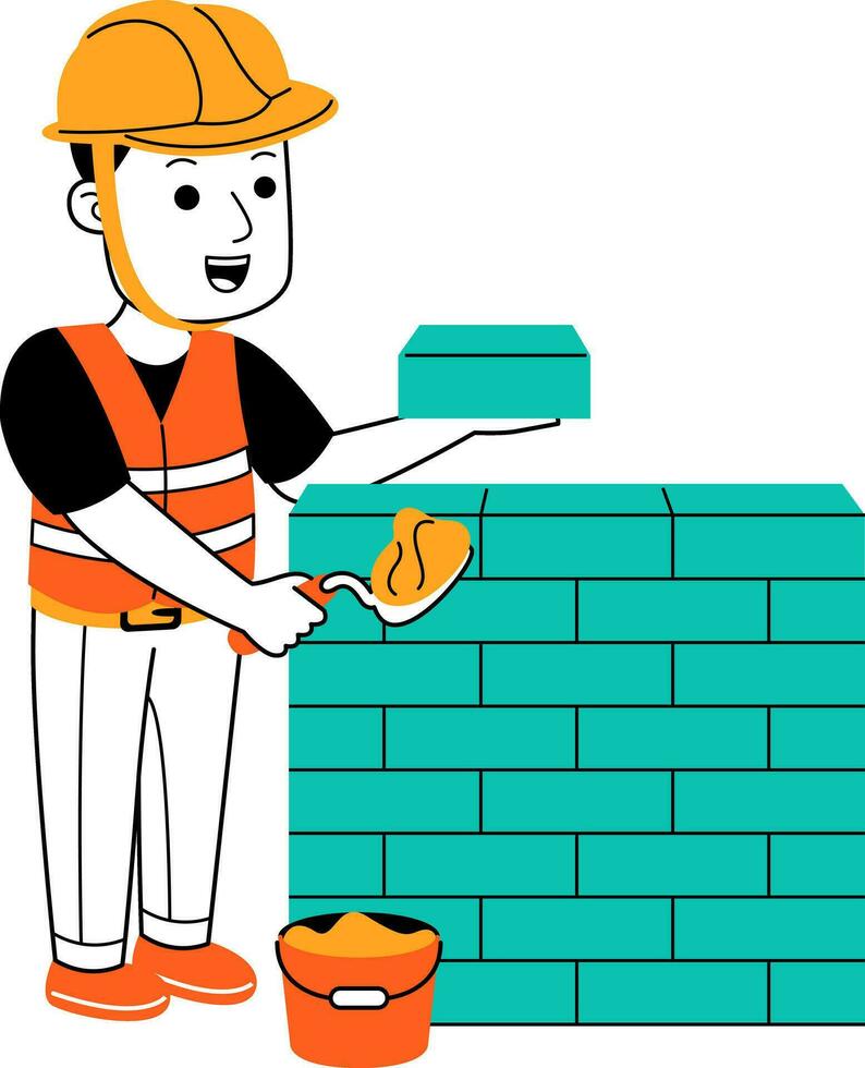 jovem homem construtor vetor ilustração