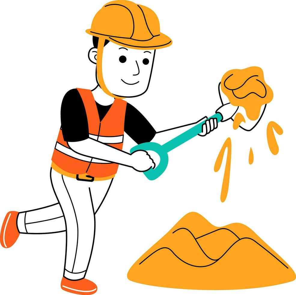 jovem homem construtor vetor ilustração