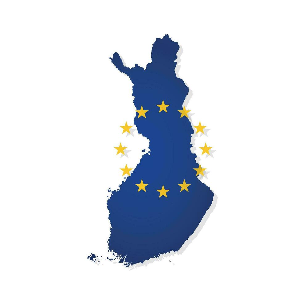 vetor ilustração com isolado mapa do membro do europeu União - Finlândia. conceito para finlandês Projeto decorado de a eu bandeira com amarelo estrelas em azul fundo