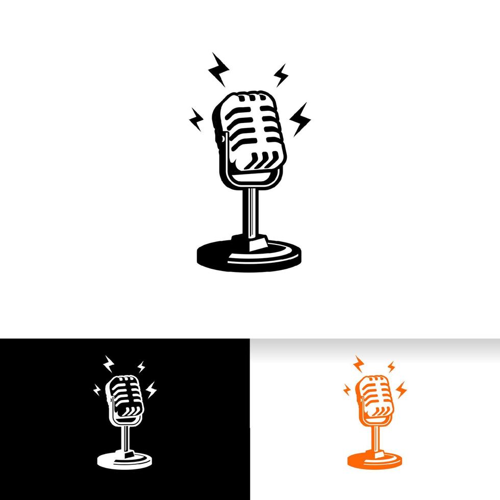 ilustração em vetor microfone retrô para logotipo de podcast ou karaokê