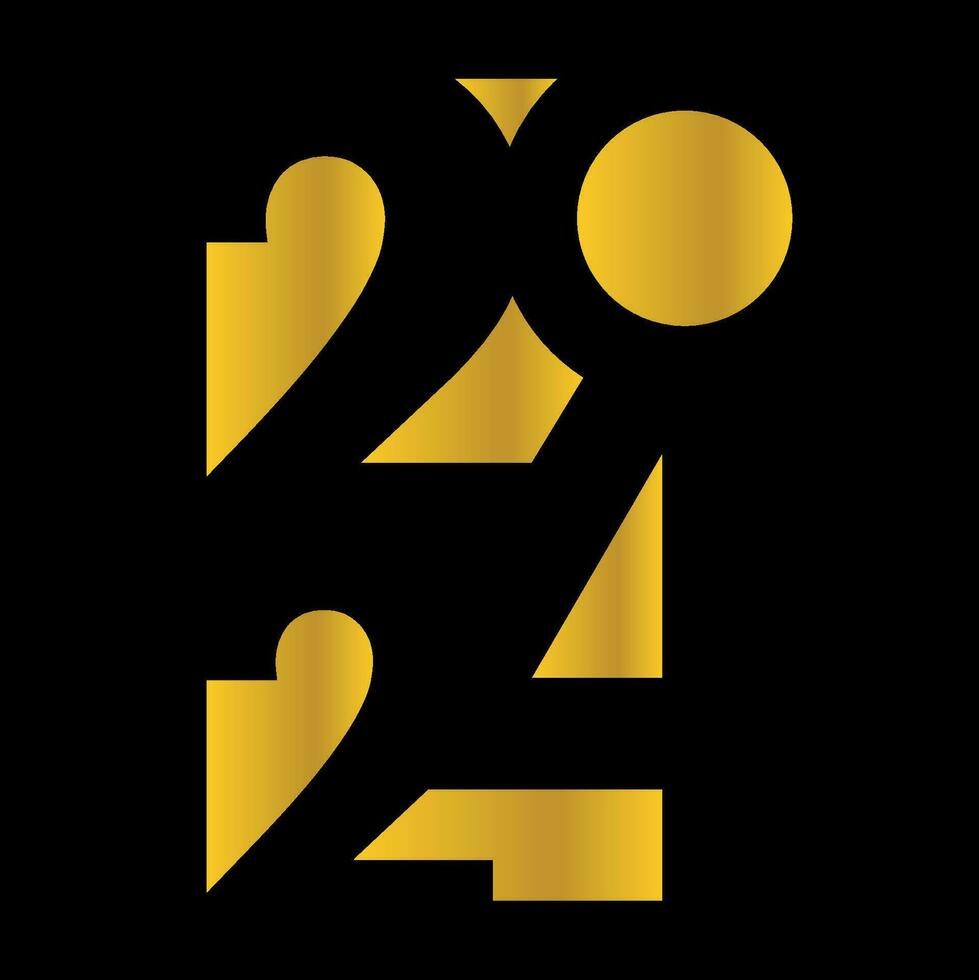 Preto e ouro moderno Novo ano cartão Projeto para 2024. minimalista estilo vetor
