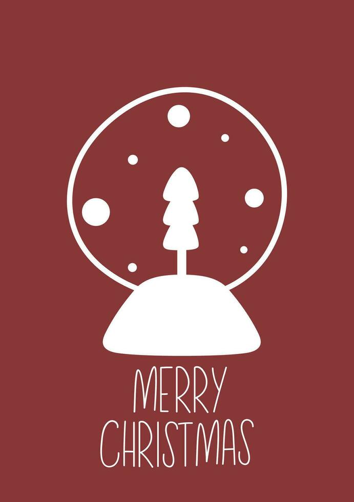 Natal cumprimento cartão Projeto com vidro bola com árvore. vetor