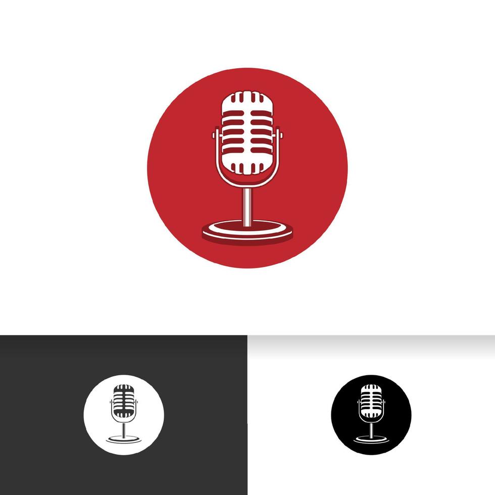 ilustração em vetor microfone microfone para emblema de logotipo de podcast ou karaokê