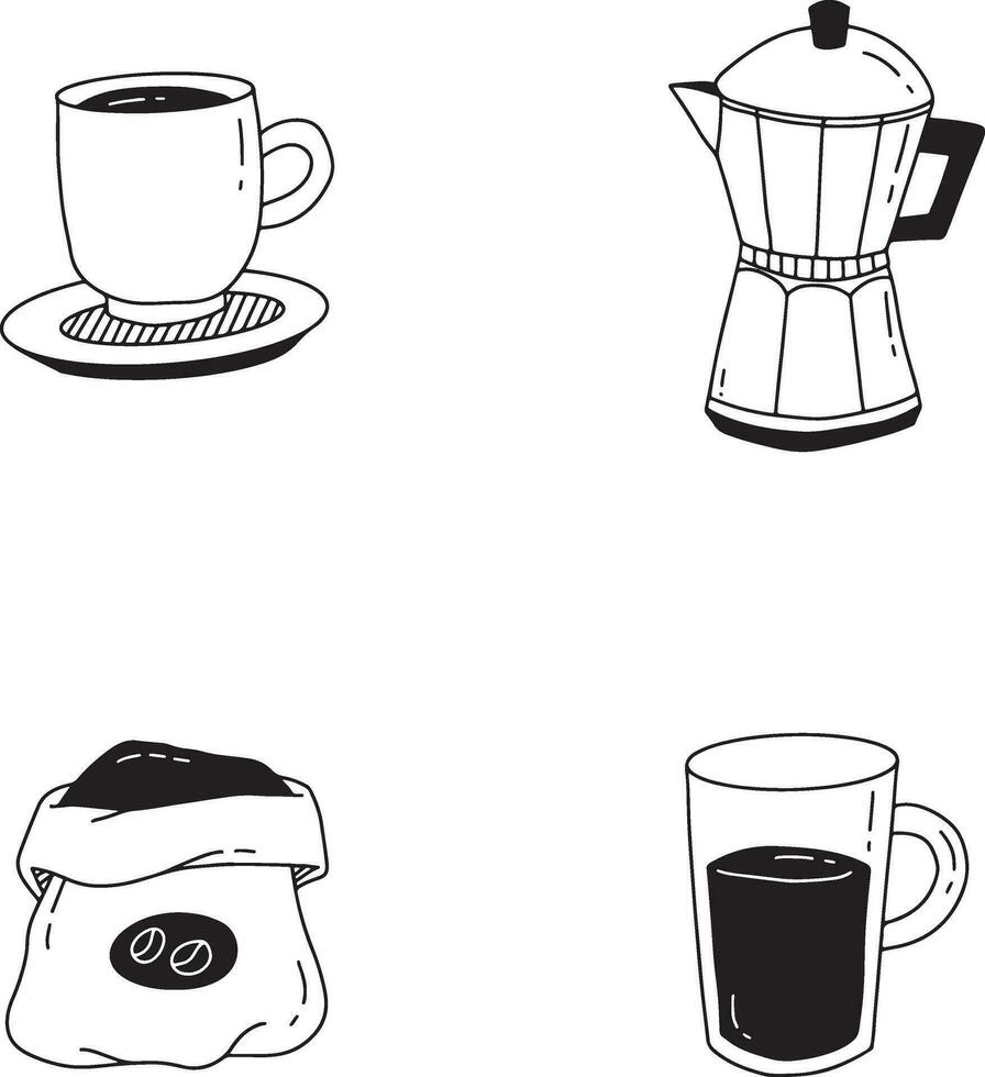 mão desenhado conjunto do café fazer equipamento. abstrato Projeto estilo. vetor ilustração.