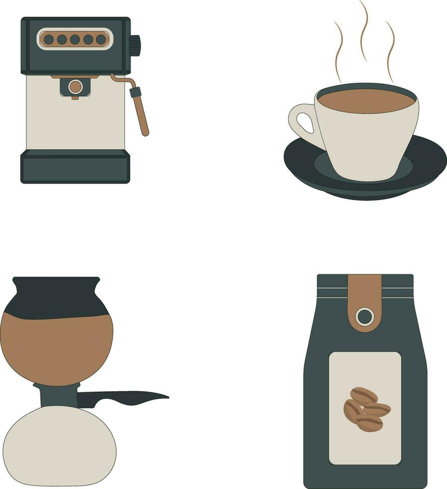 mão desenhado café fazer equipamento ilustração. na moda Projeto. isolado vetor. vetor