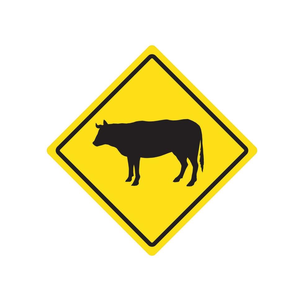 vetor vaca losango amarelo estrada placa