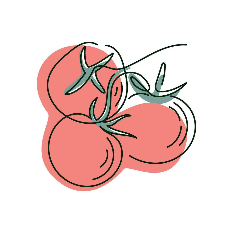grupo do maduro tomates em uma filial, vetor linha arte isolado ilustração.