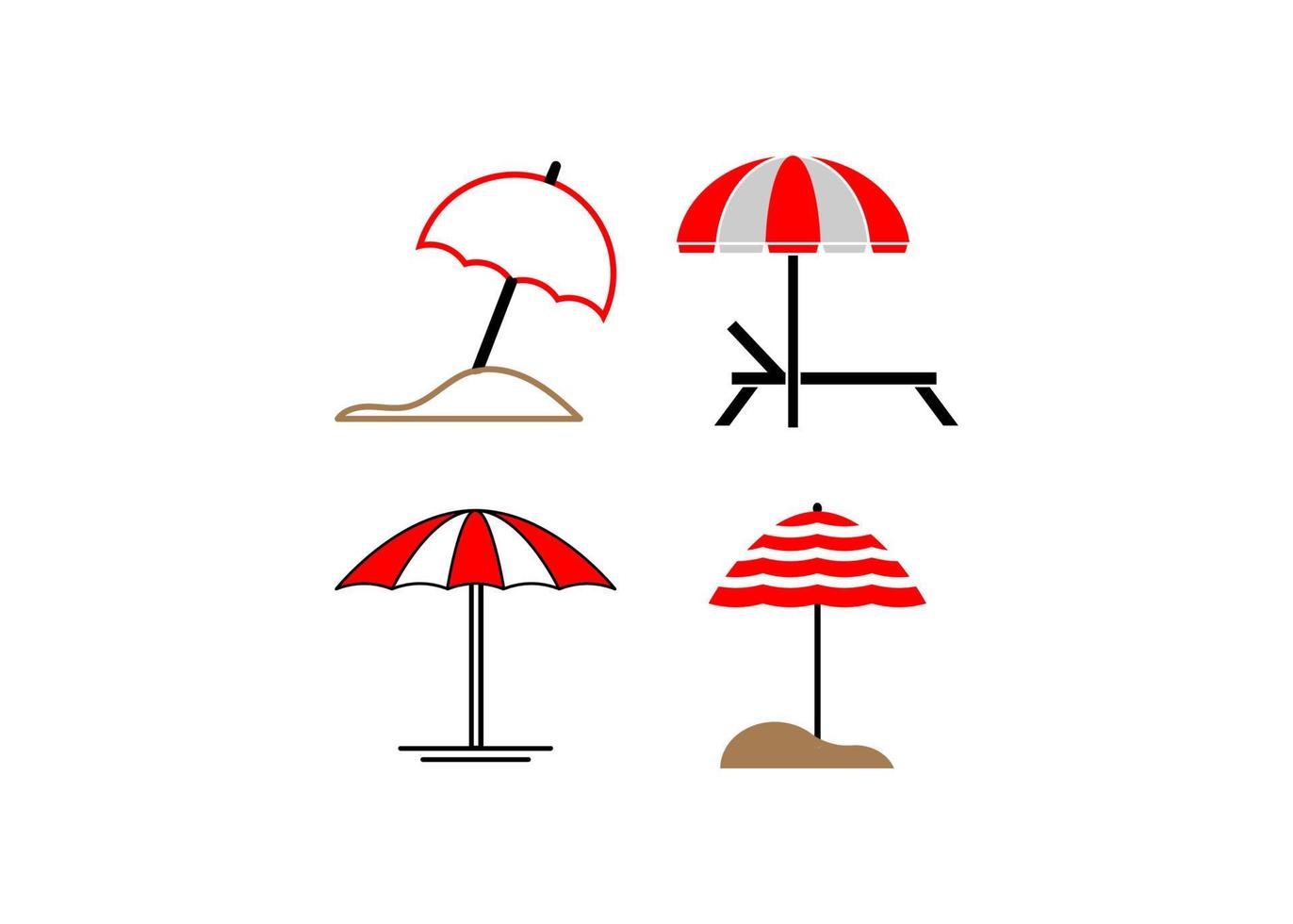 modelo de ilustração vetorial de conjunto de ícones de praia guarda-chuva vetor