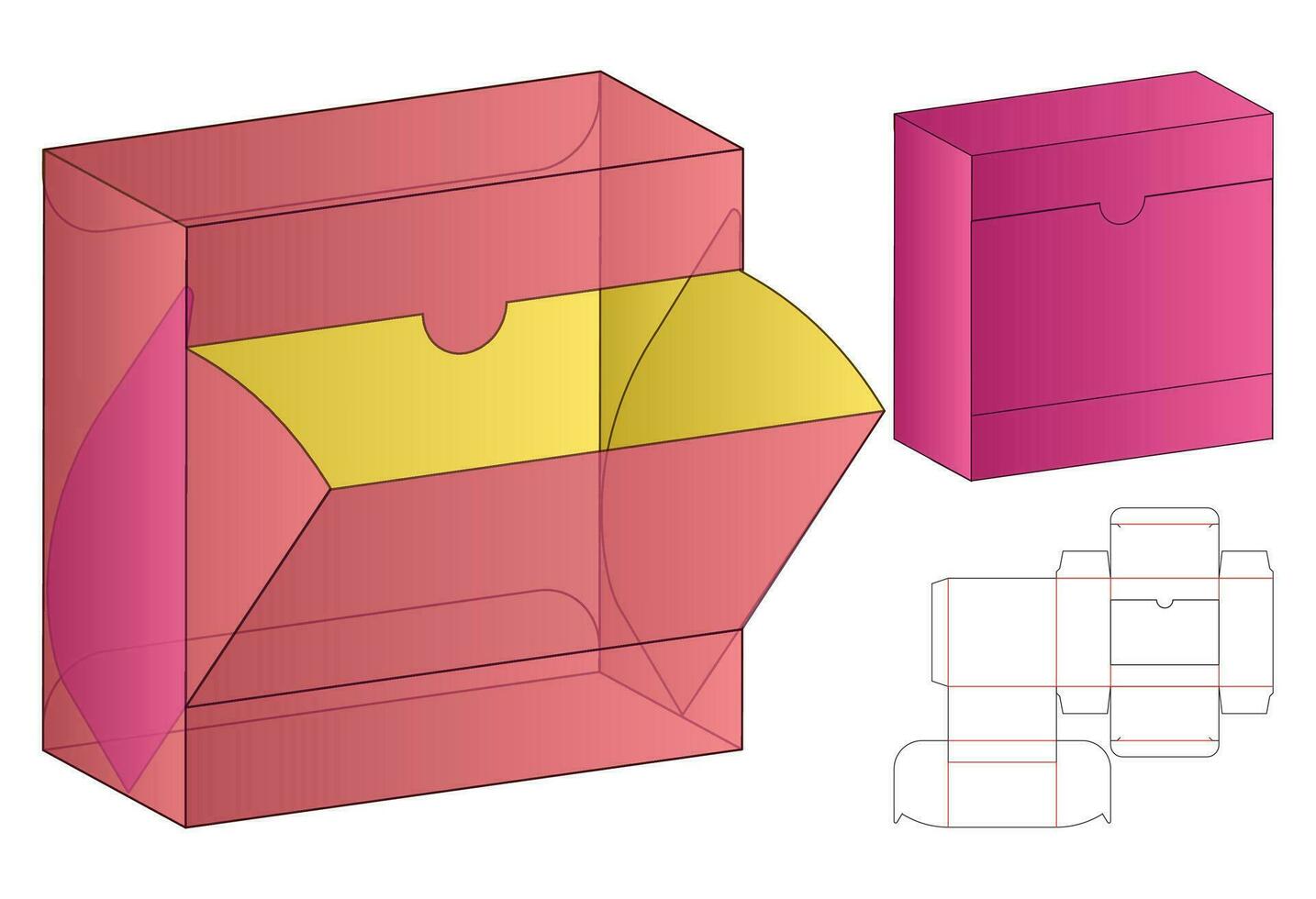 design de modelo cortado de embalagem de caixa. Maquete 3D vetor