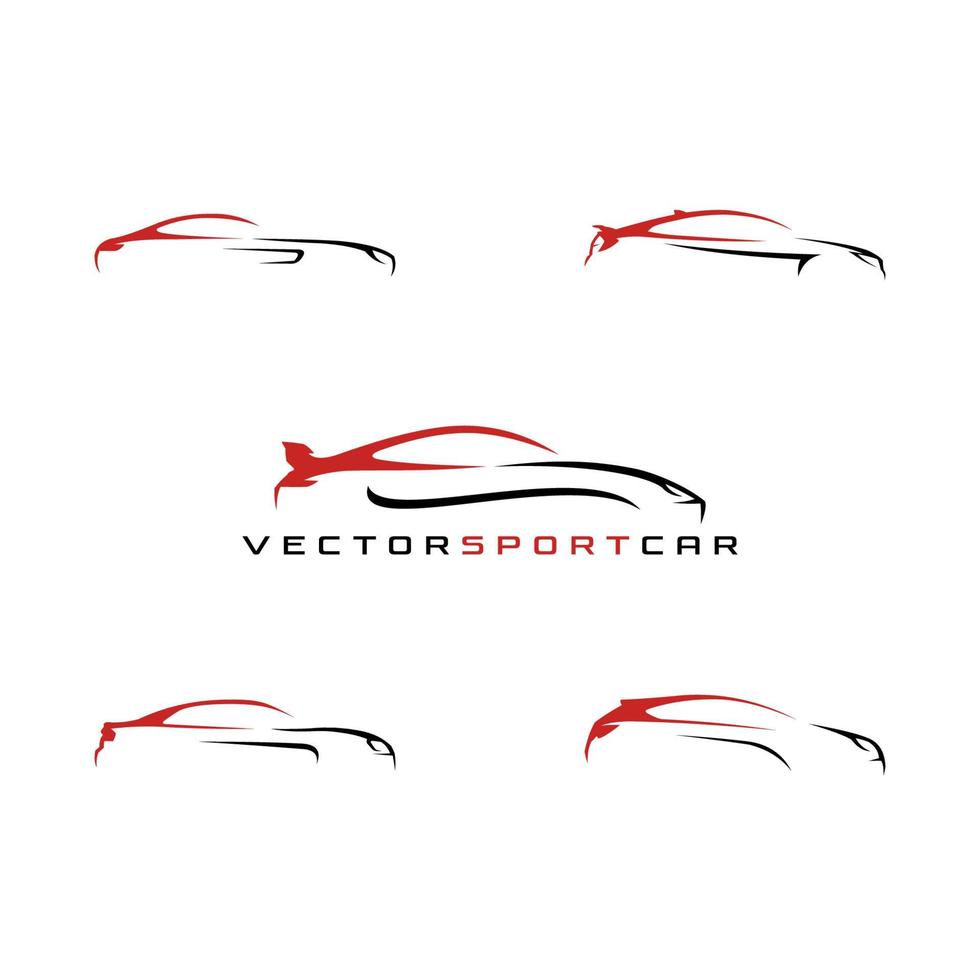 Conjunto de logotipo de silhueta de carro esporte abstrato de vetor