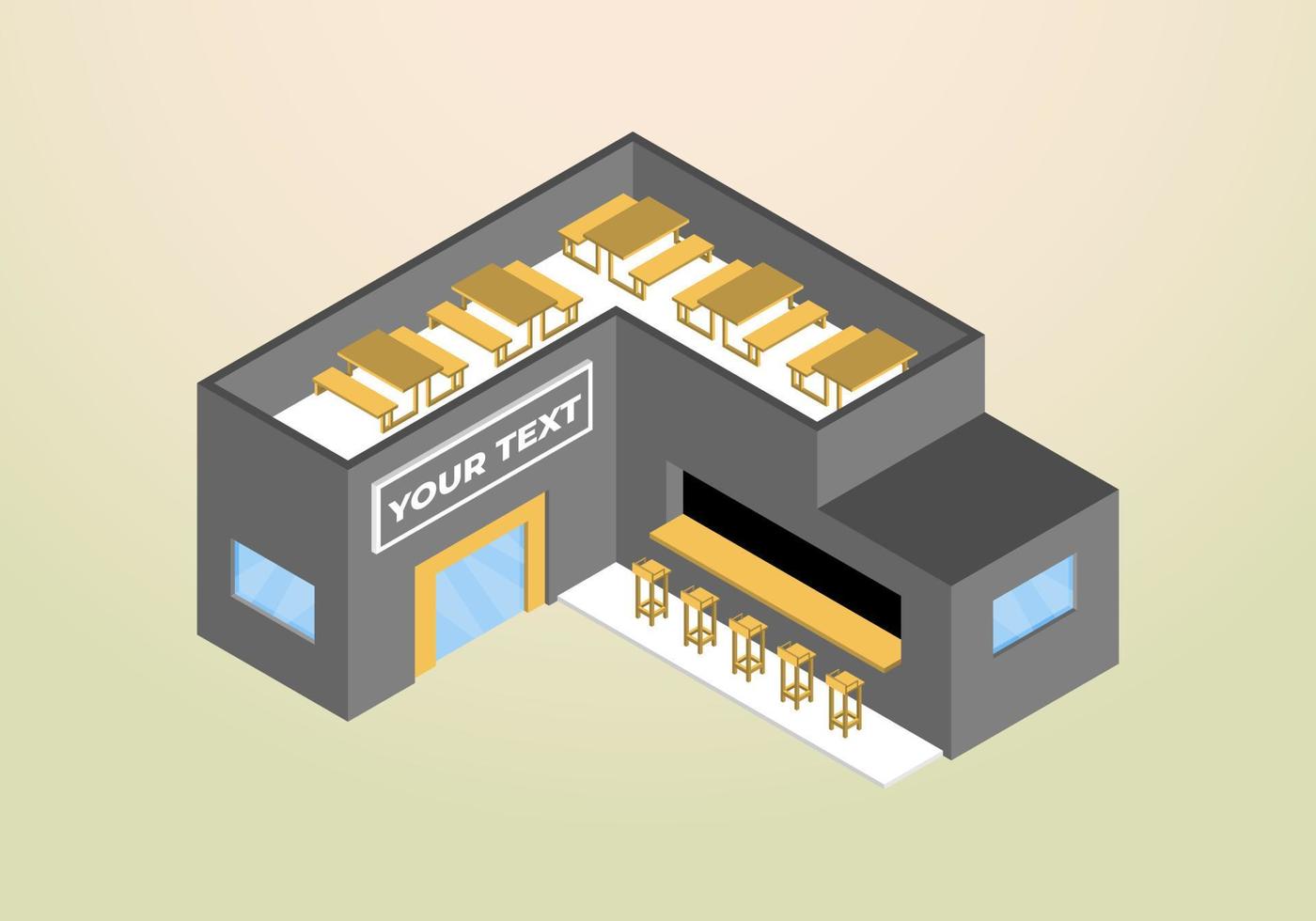 desenho isométrico de cafeteria ou modelo de vetor de cafeteria