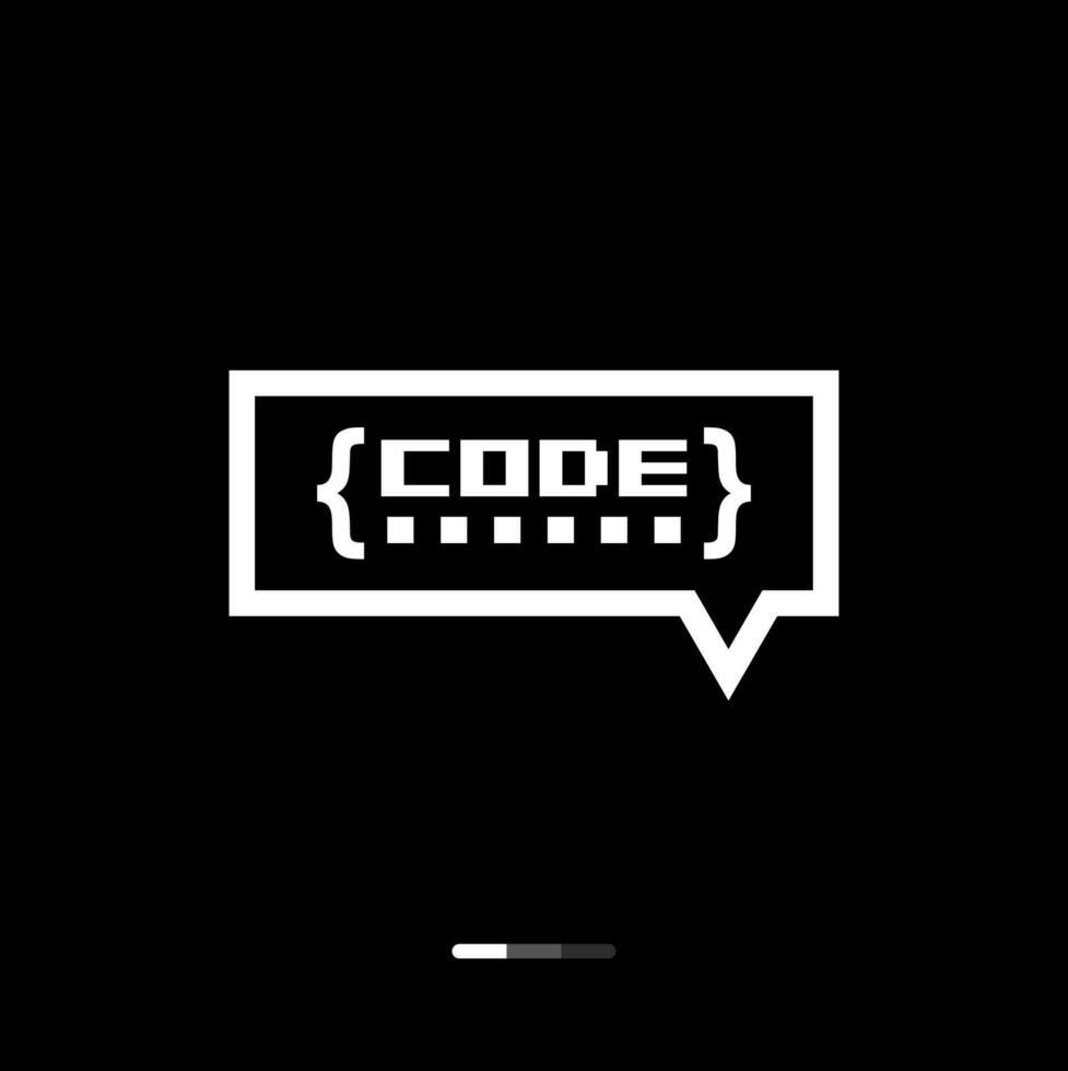 a código logotipo em uma Preto fundo vetor