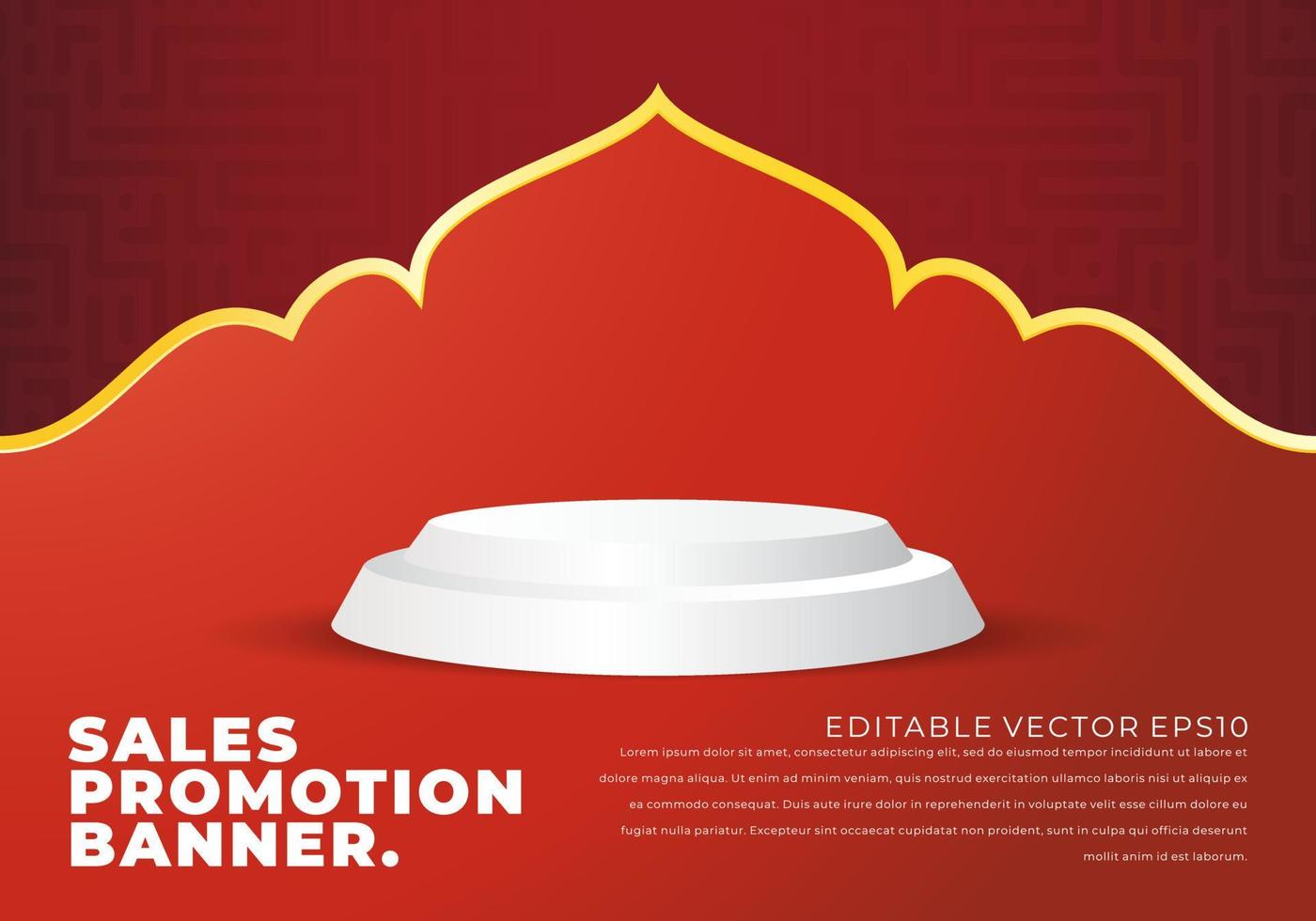 banner de promoção de vendas para venda no ramadã com pedestal de círculo, pedestal, coluna ou palco de exibição. vetor