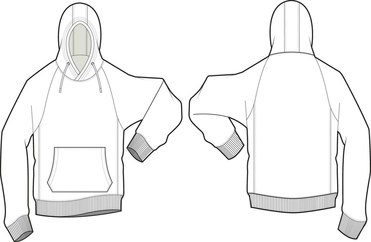 encapuzado suéter moda esboço Projeto vetor modelo