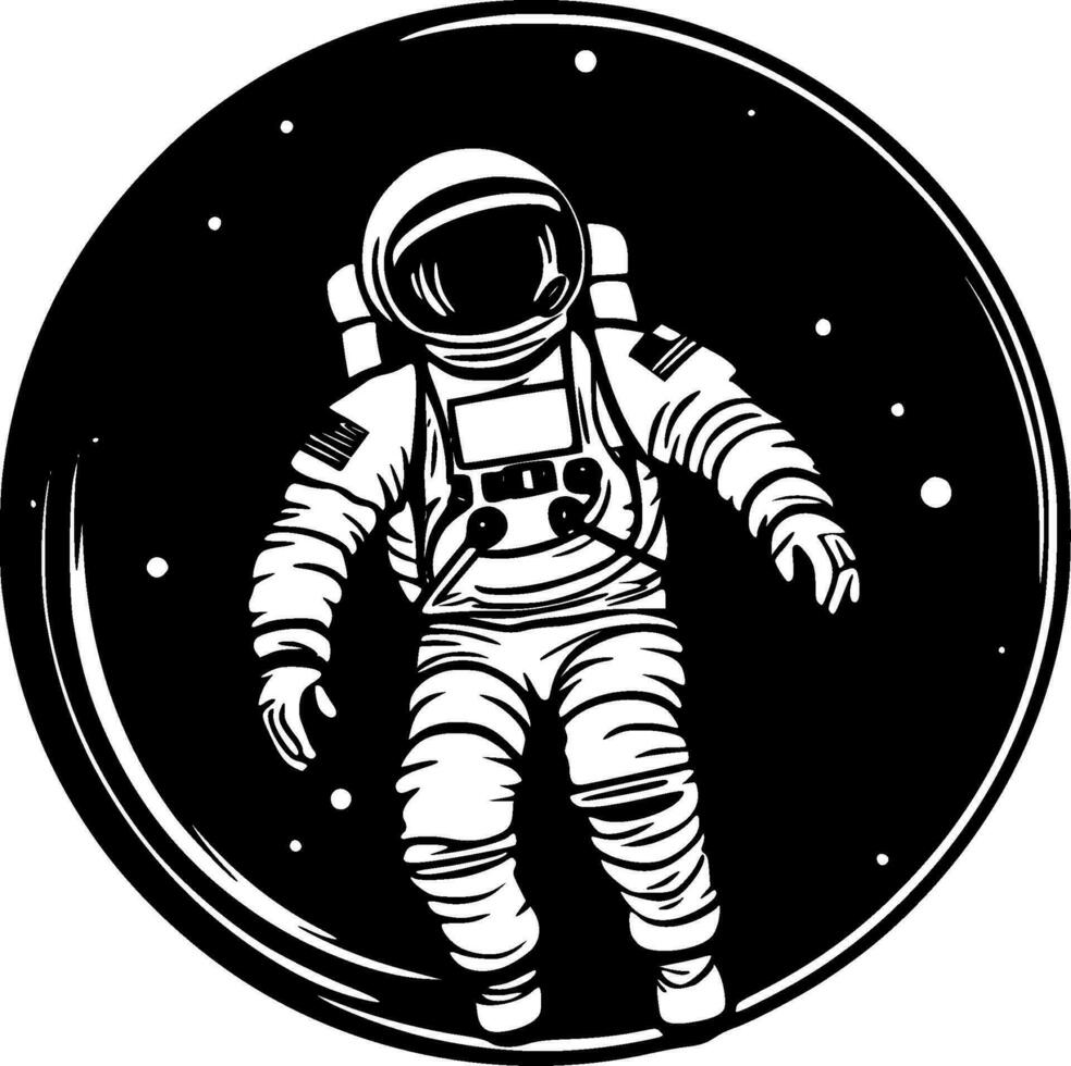 astronauta, Preto e branco vetor ilustração