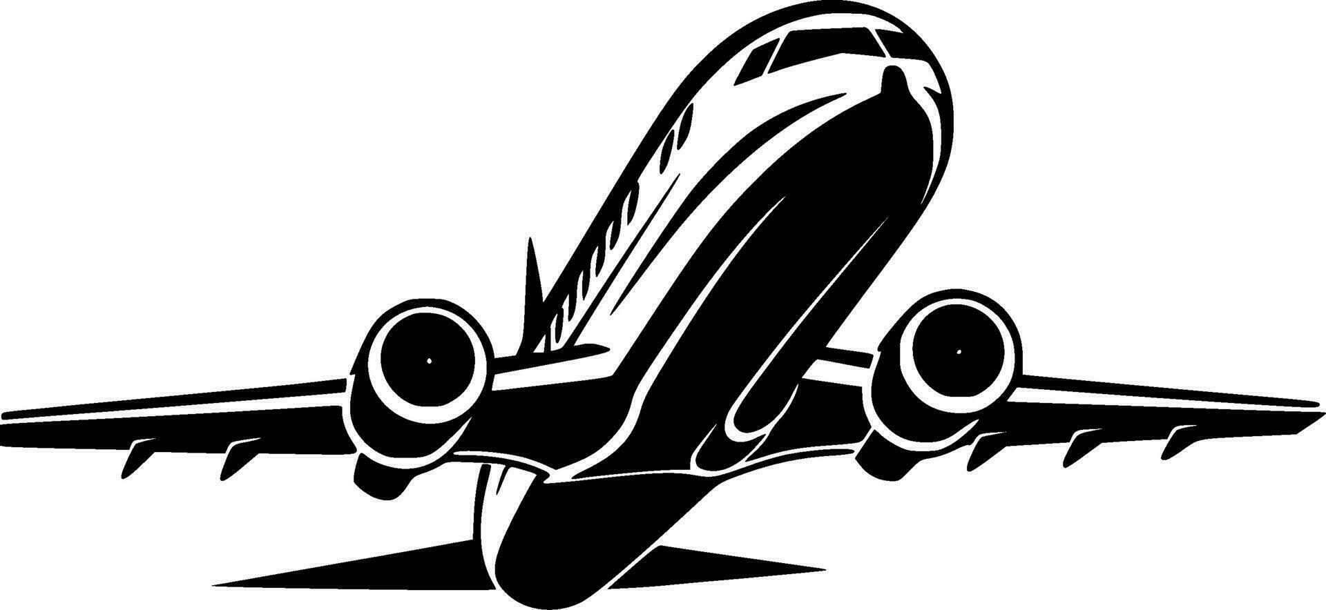 avião - Preto e branco isolado ícone - vetor ilustração