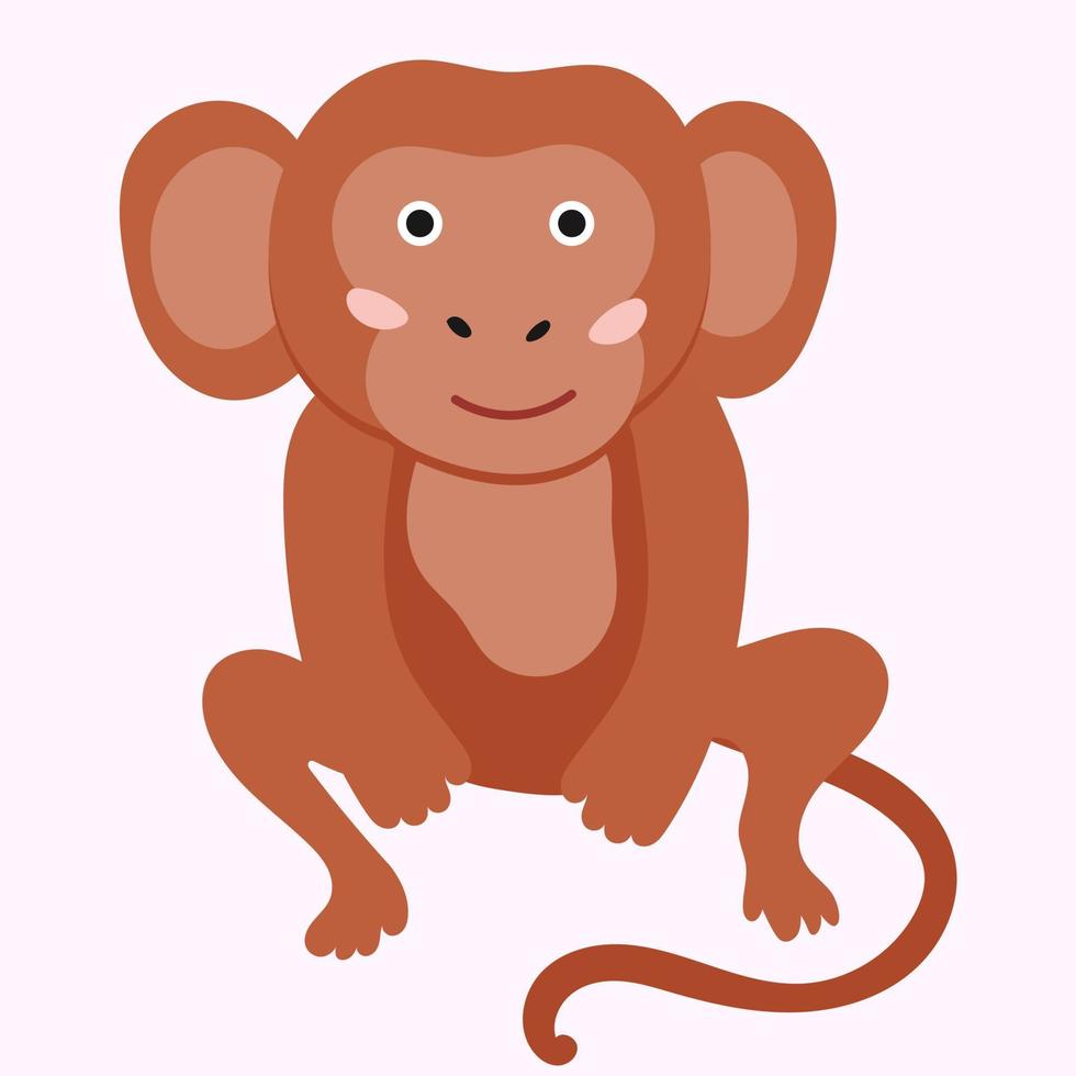 macaco bonito dos desenhos animados desenhados à mão, ilustração vetorial para livros infantis, cartões postais vetor