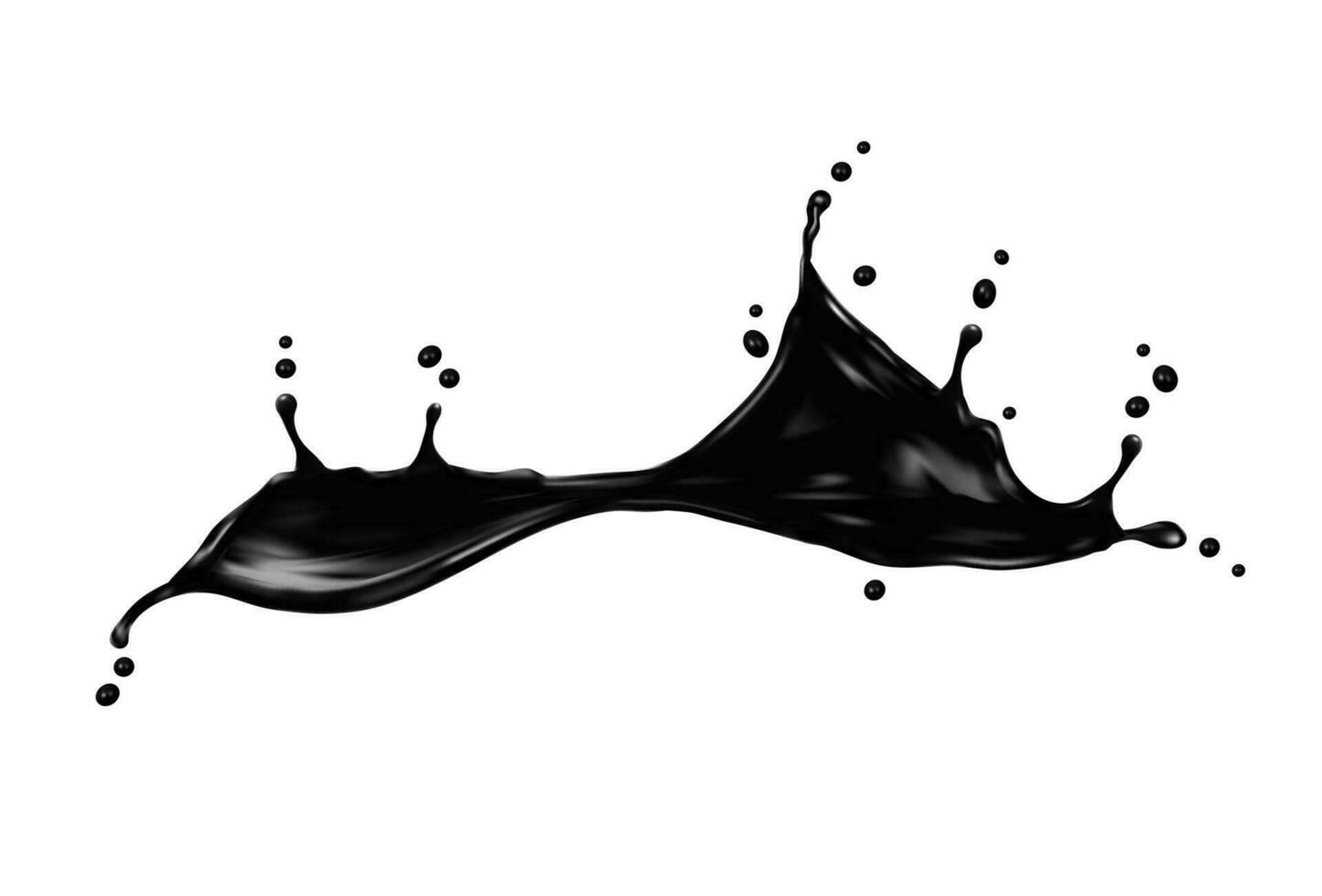 Preto óleo onda respingo, líquido tinta redemoinho do gasolina vetor
