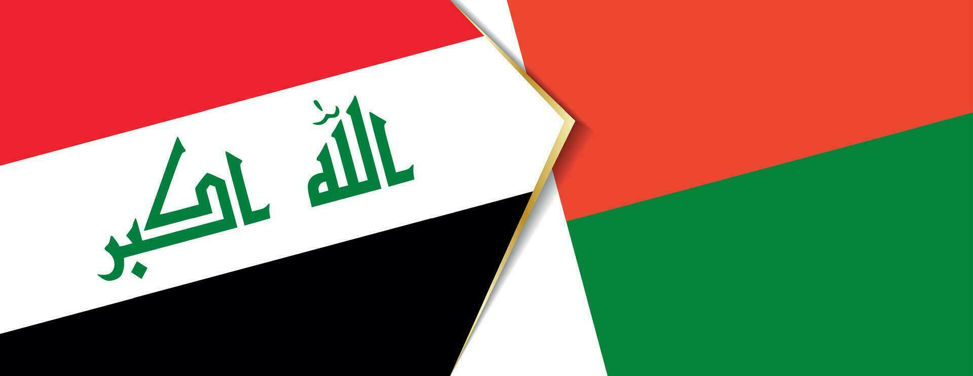 Iraque e Madagáscar bandeiras, dois vetor bandeiras.