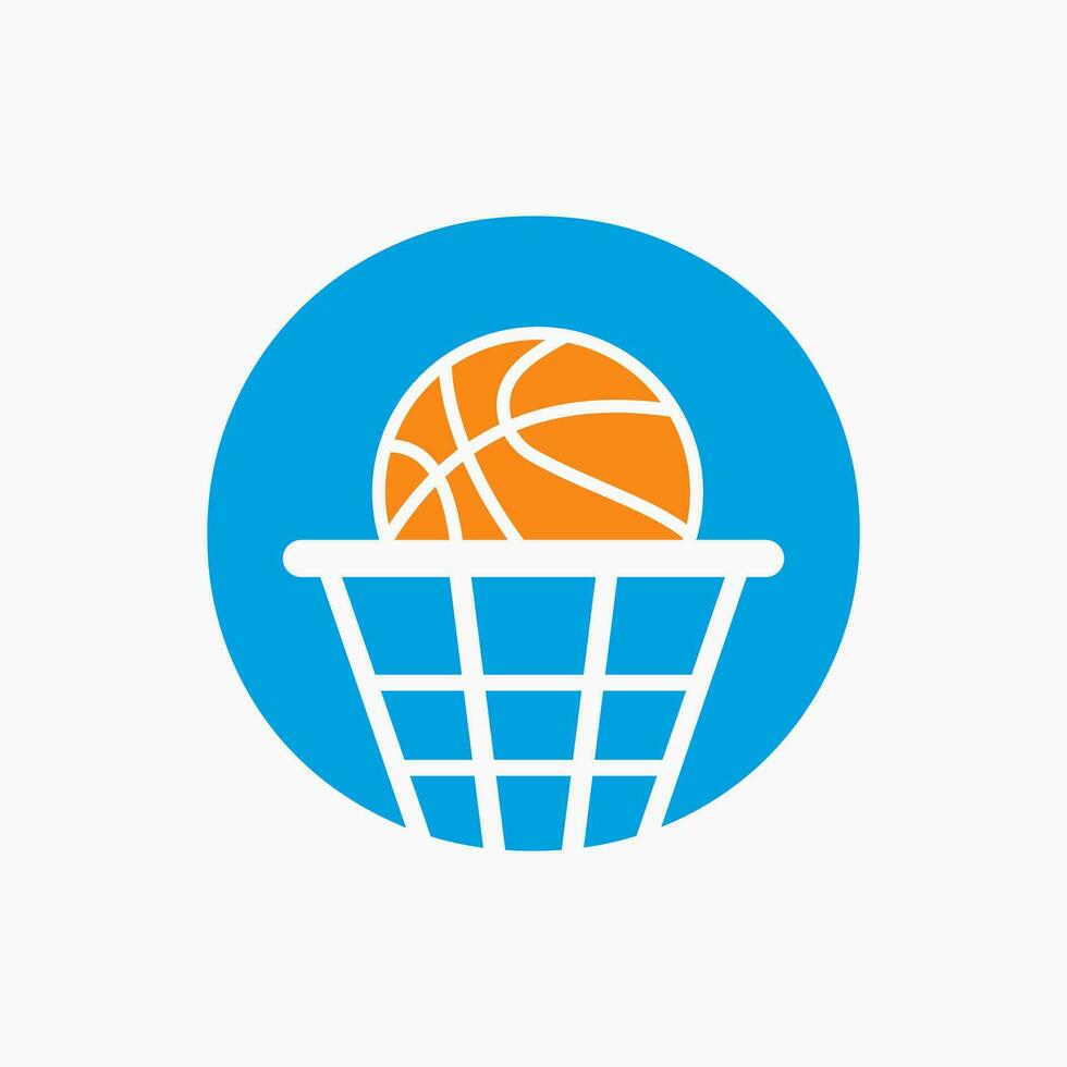 carta o basquetebol logotipo conceito. cesta bola logótipo símbolo vetor modelo