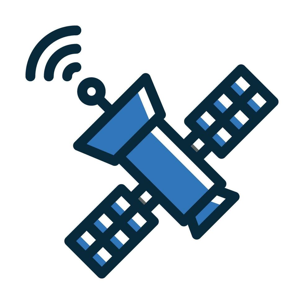 satélite vetor Grosso linha preenchidas Sombrio cores