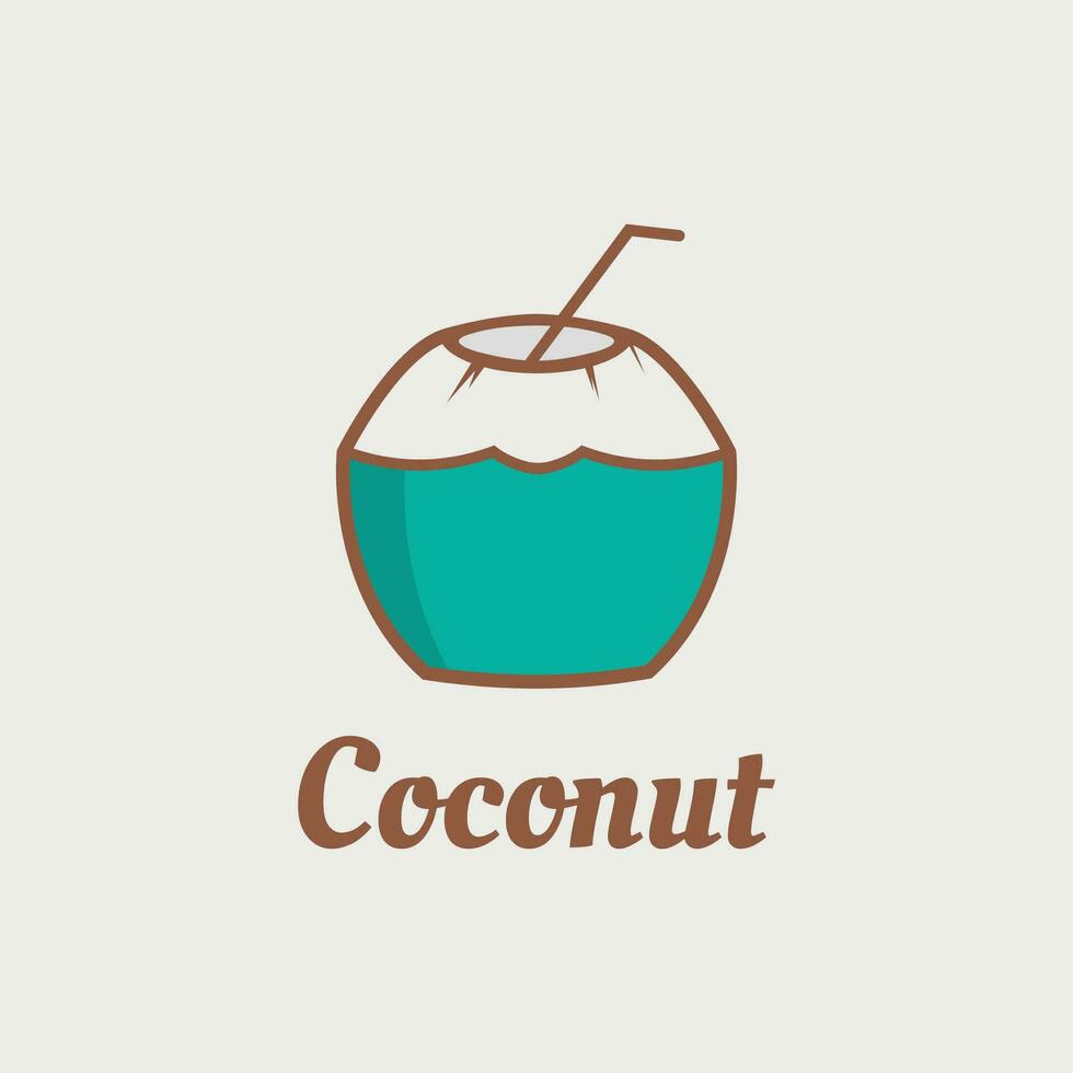 natural jovem coco plano Projeto logotipo modelo. vetor