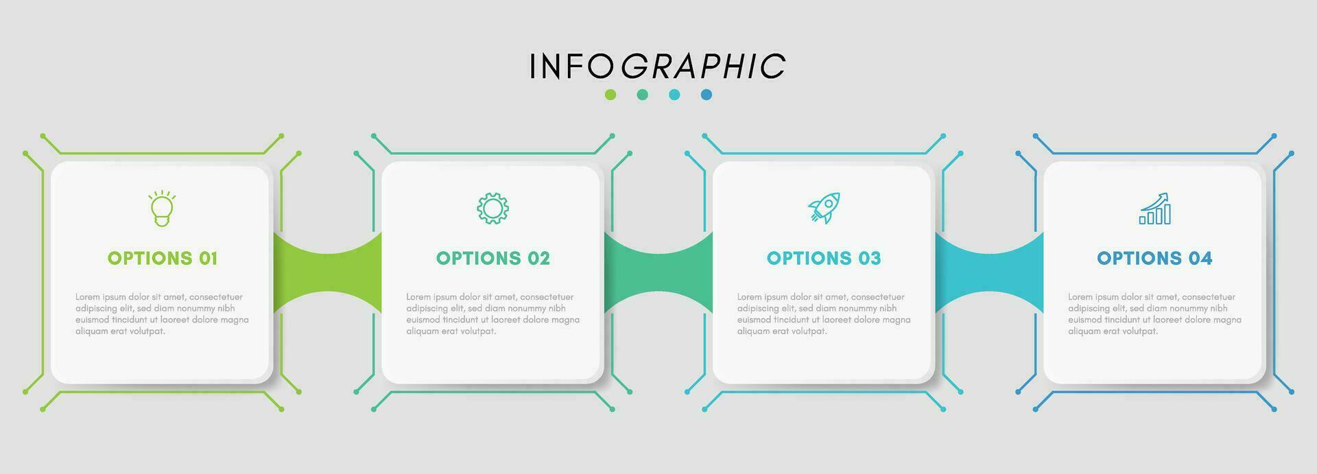 o negócio infográfico Projeto elemento e 4 número opções ou passos. vetor