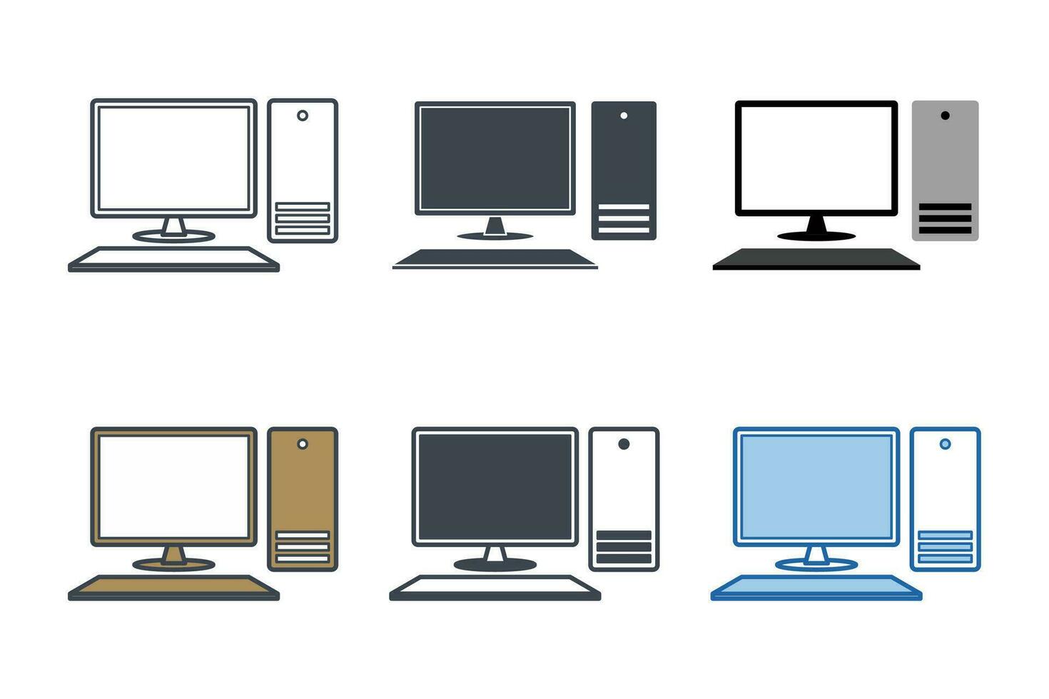 Área de Trabalho computador digital dispositivo ícone coleção com diferente estilos. Área de Trabalho computador ícone símbolo vetor ilustração isolado em branco fundo