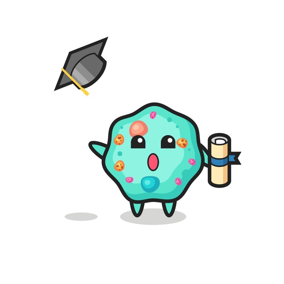 ilustração de desenho de ameba jogando o chapéu na formatura vetor