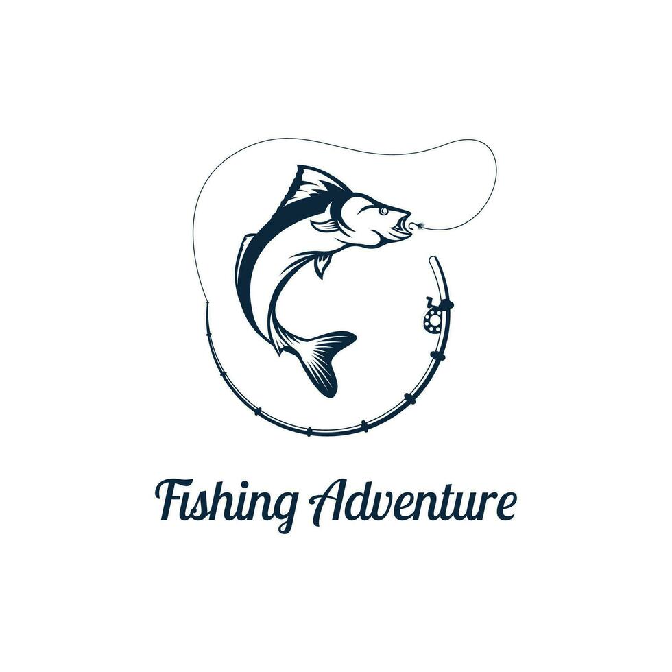 pescaria logotipo Projeto modelo ilustração. esporte pescaria aventura logotipo vetor