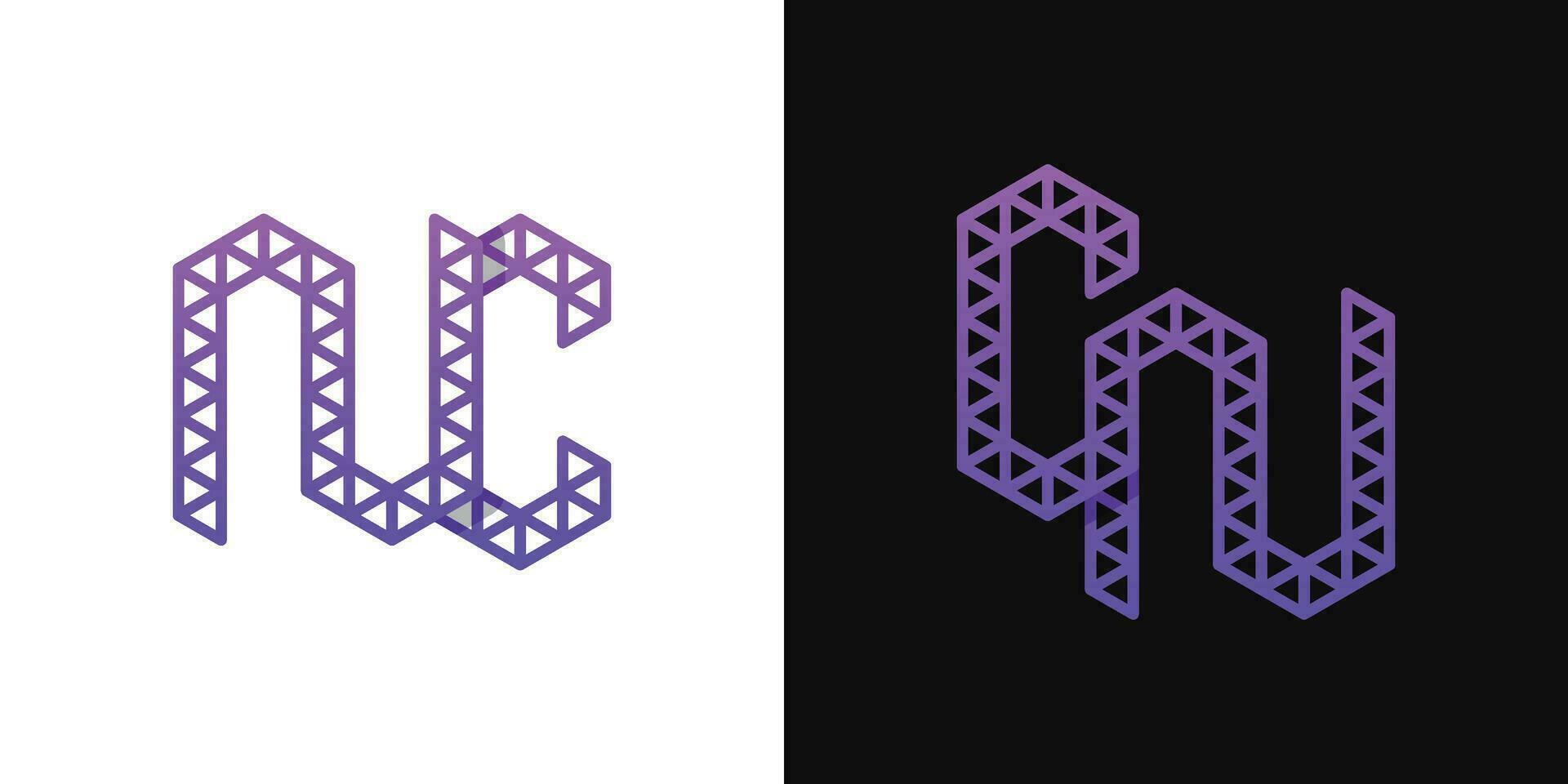 cartas cn e cn polígono logotipo definir, adequado para o negócio relacionado para polígono com cn e nc iniciais. vetor