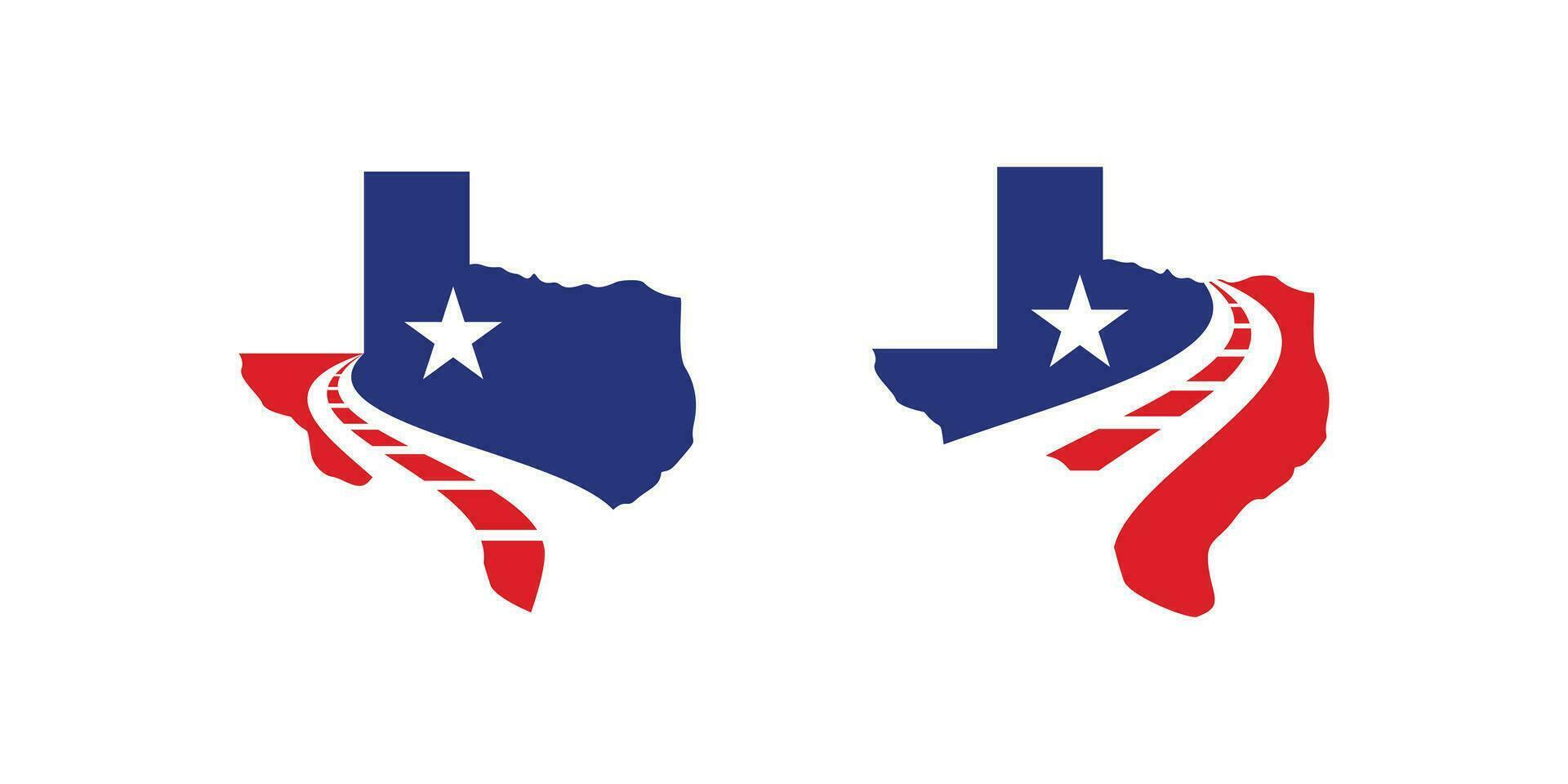 logotipo Projeto combinando a forma do uma texas mapa com estradas. vetor