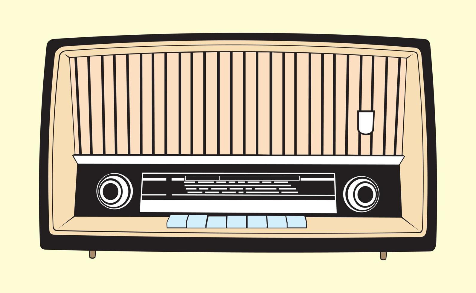 ilustração do aparelho receptor de rádio antigo vetor