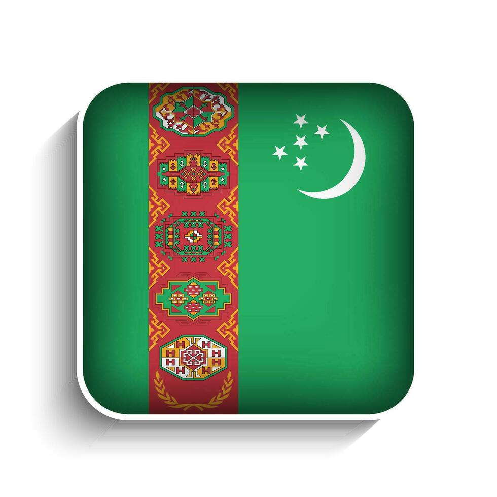 vetor quadrado Turquemenistão bandeira ícone