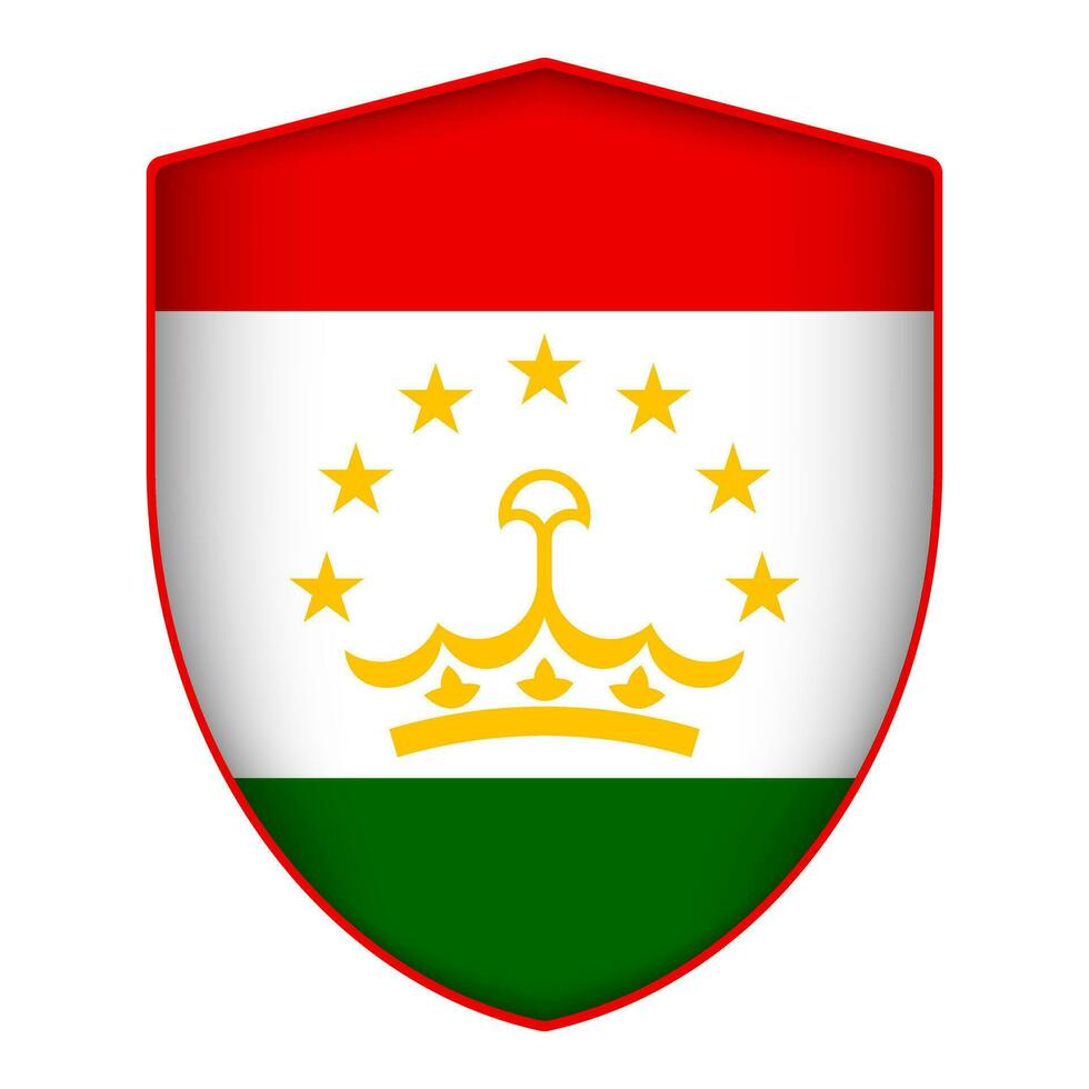 tajiquistão bandeira dentro escudo forma. vetor ilustração.