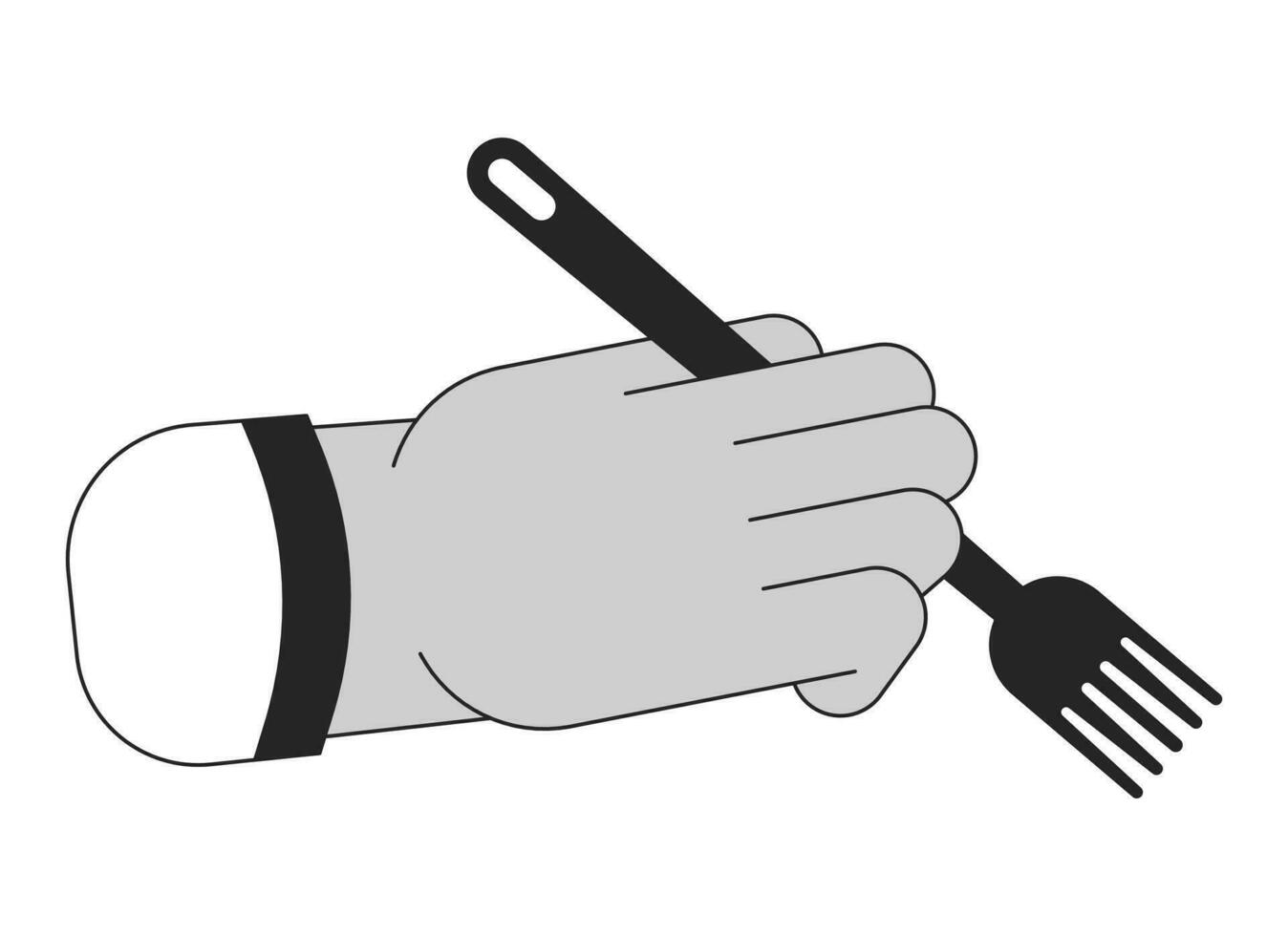segurando garfo desenho animado humano mão esboço ilustração vetor