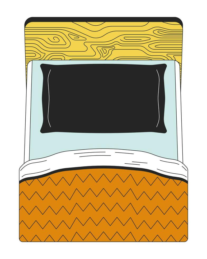 travesseiro cama topo Visão 2d linear desenho animado objeto vetor