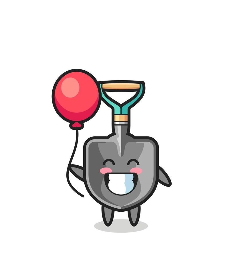 ilustração do mascote da pá jogando balão vetor