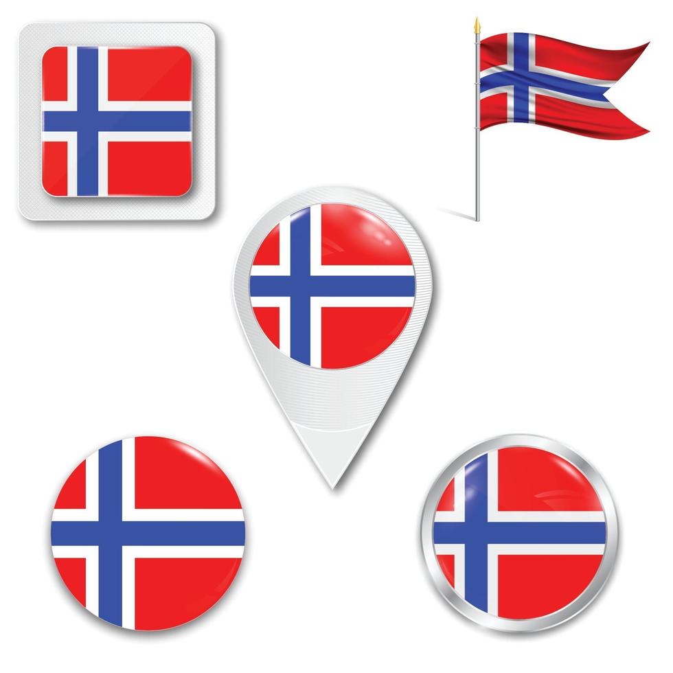 conjunto de ícones da bandeira nacional da noruega vetor